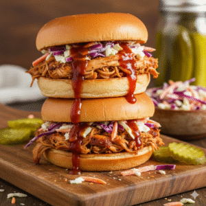 Sándwiches de pollo desmenuzado con salsa barbacoa de miel