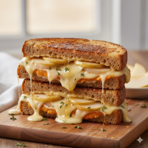 Sándwich de queso a la plancha con gouda, pera y cheddar