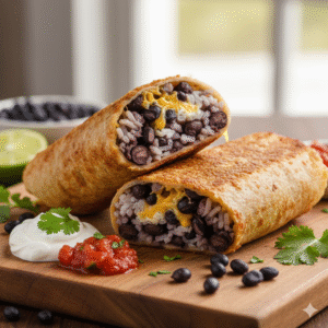 Burritos crujientes de frijoles negros y maíz azul