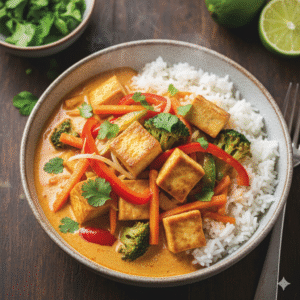 Tofu vegano al curry tailandés de coco