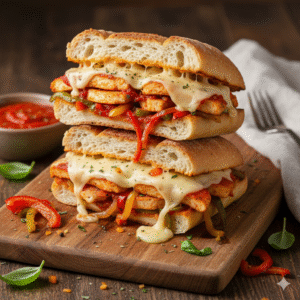Sándwiches italianos de pollo y pimientos