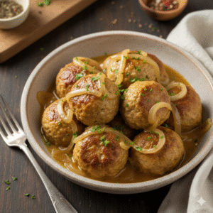 Albóndigas con salsa cremosa de cebolla